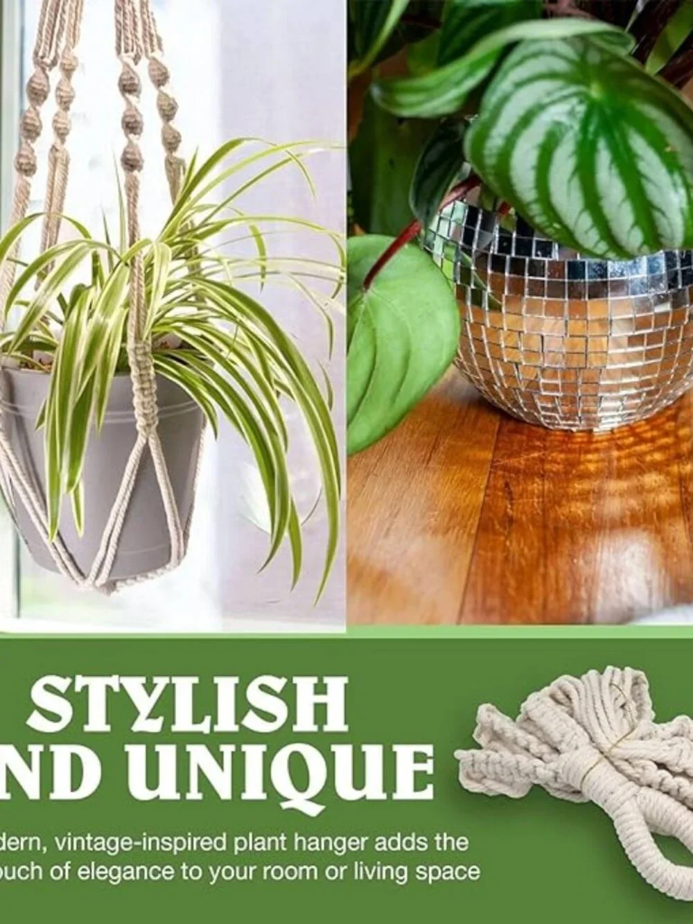 Macrame Plant Hanger with Short Rope - 23 Inch - Cotton Macrame Cord